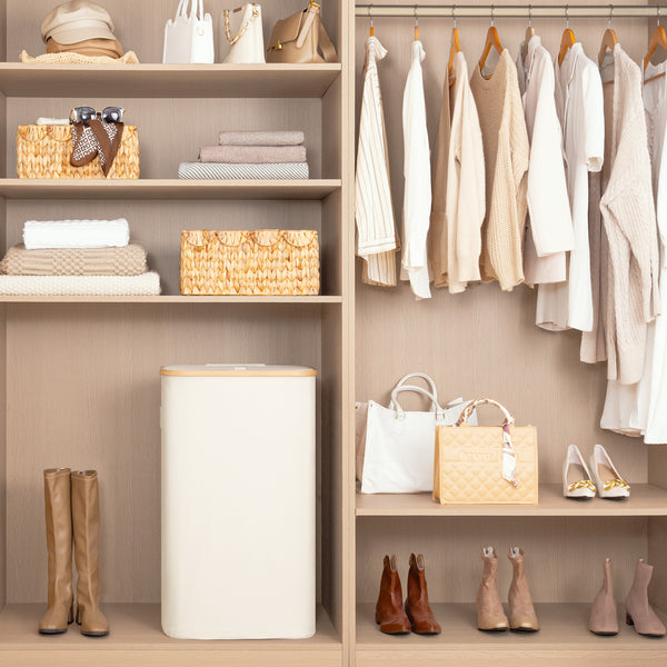 100L Large Laundry Hamper with Lid and Bamboo Handles and 1 Removable Inner Bag