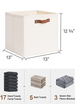 13x13 Inches Storage Cube, Fabric Storage Bins with PU Handles