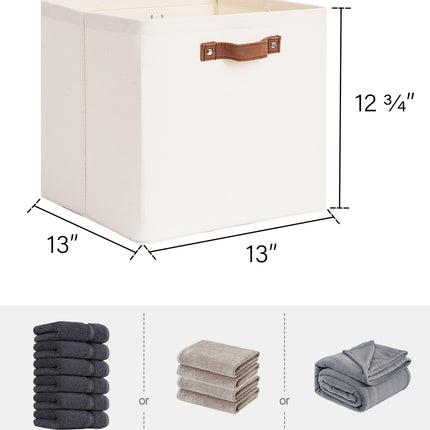 StorageWorks 13x13 Inches Storage Cube, Fabric Storage Bins with PU Handles