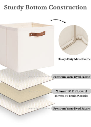 13x13 Inches Storage Cube, Fabric Storage Bins with PU Handles