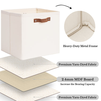 StorageWorks 13x13 Inches Storage Cube, Fabric Storage Bins with PU Handles