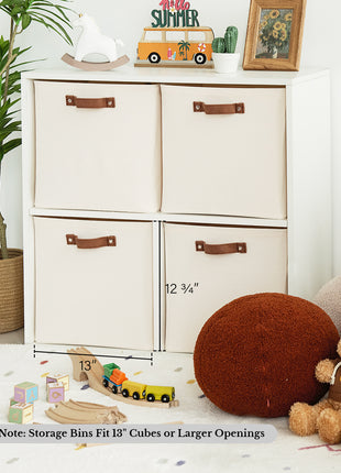13x13 Inches Storage Cube, Fabric Storage Bins with PU Handles