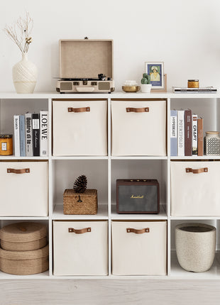 13x13 Inches Storage Cube, Fabric Storage Bins with PU Handles