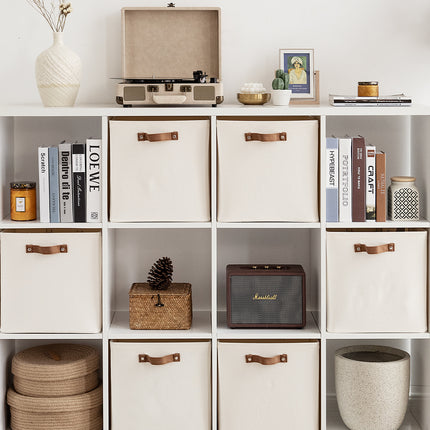 StorageWorks 13x13 Inches Storage Cube, Fabric Storage Bins with PU Handles
