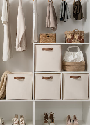 13x13 Inches Storage Cube, Fabric Storage Bins with PU Handles