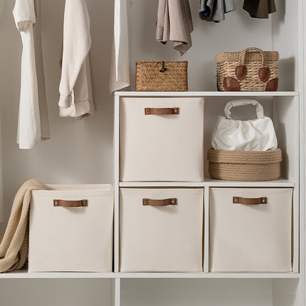 StorageWorks 13x13 Inches Storage Cube, Fabric Storage Bins with PU Handles