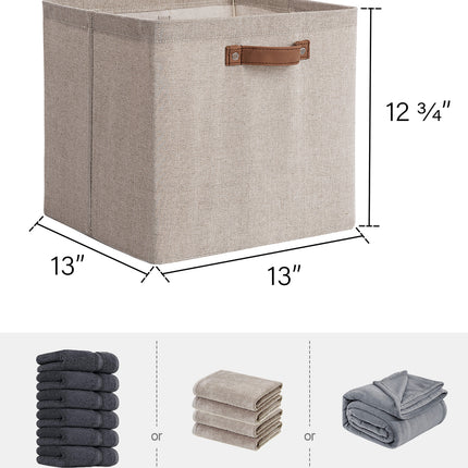 StorageWorks 13x13 Inches Storage Cube, Fabric Storage Bins with PU Handles
