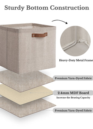 13x13 Inches Storage Cube, Fabric Storage Bins with PU Handles