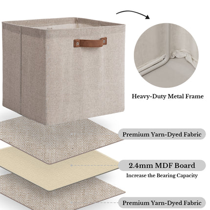 StorageWorks 13x13 Inches Storage Cube, Fabric Storage Bins with PU Handles