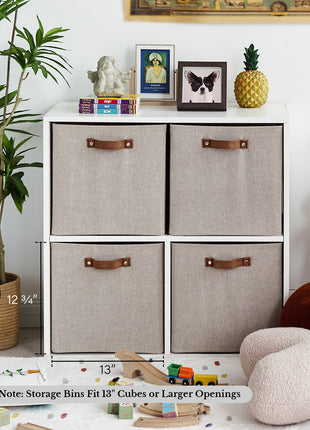 13x13 Inches Storage Cube, Fabric Storage Bins with PU Handles