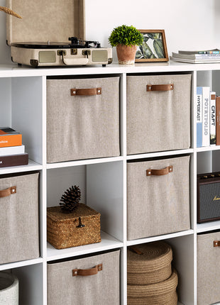 13x13 Inches Storage Cube, Fabric Storage Bins with PU Handles