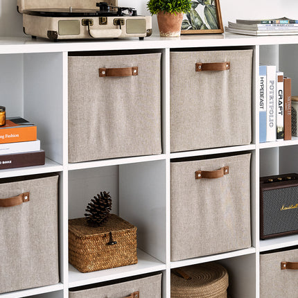 StorageWorks 13x13 Inches Storage Cube, Fabric Storage Bins with PU Handles