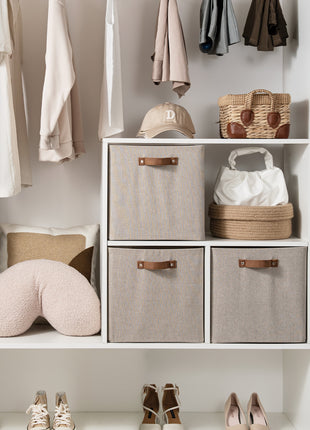 13x13 Inches Storage Cube, Fabric Storage Bins with PU Handles