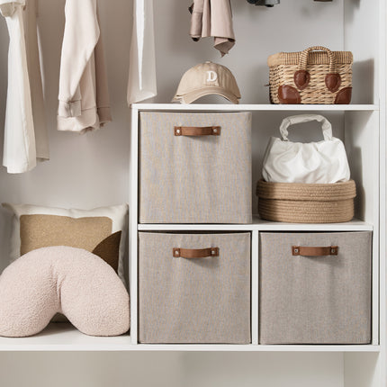 StorageWorks 13x13 Inches Storage Cube, Fabric Storage Bins with PU Handles