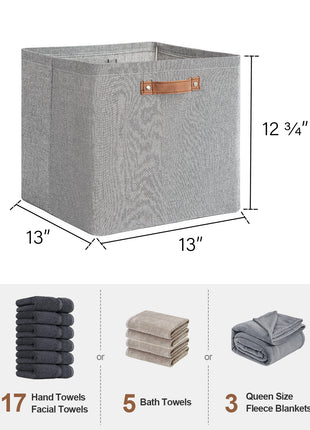 13x13 Inches Storage Cube, Fabric Storage Bins with PU Handles