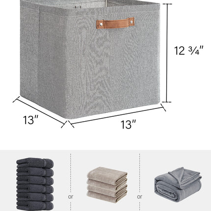 StorageWorks 13x13 Inches Storage Cube, Fabric Storage Bins with PU Handles