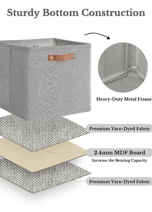 13x13 Inches Storage Cube, Fabric Storage Bins with PU Handles