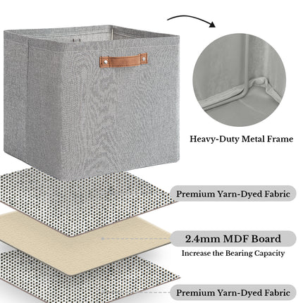 StorageWorks 13x13 Inches Storage Cube, Fabric Storage Bins with PU Handles