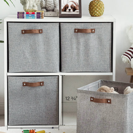 StorageWorks 13x13 Inches Storage Cube, Fabric Storage Bins with PU Handles