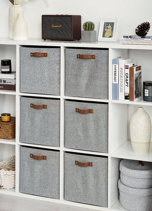 13x13 Inches Storage Cube, Fabric Storage Bins with PU Handles