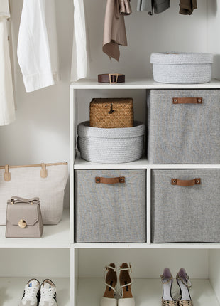 13x13 Inches Storage Cube, Fabric Storage Bins with PU Handles