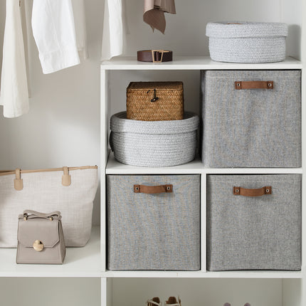 StorageWorks 13x13 Inches Storage Cube, Fabric Storage Bins with PU Handles