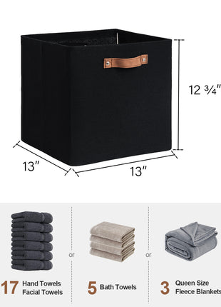 13x13 Inches Storage Cube, Fabric Storage Bins with PU Handles