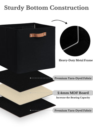 13x13 Inches Storage Cube, Fabric Storage Bins with PU Handles