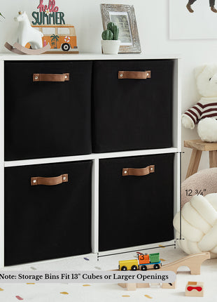 13x13 Inches Storage Cube, Fabric Storage Bins with PU Handles
