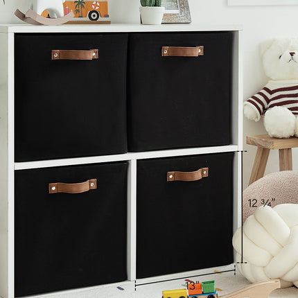 StorageWorks 13x13 Inches Storage Cube, Fabric Storage Bins with PU Handles