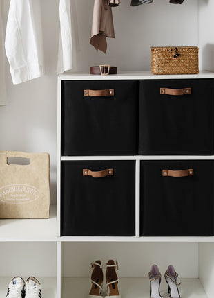 13x13 Inches Storage Cube, Fabric Storage Bins with PU Handles