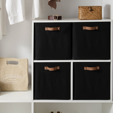 StorageWorks 13x13 Inches Storage Cube, Fabric Storage Bins with PU Handles