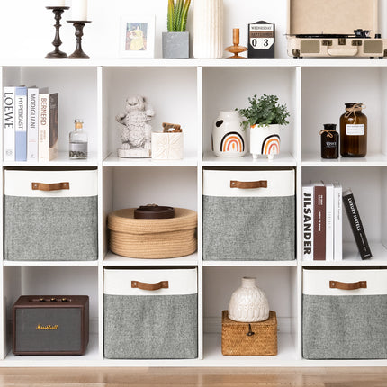 StorageWorks 13x13 Inches Storage Cube, Fabric Storage Bins with PU Handles
