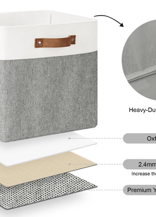 13x13 Inches Storage Cube, Fabric Storage Bins with PU Handles
