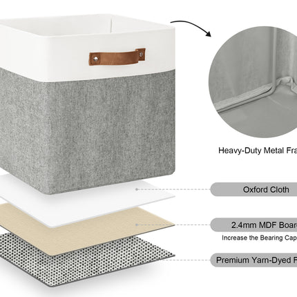 StorageWorks 13x13 Inches Storage Cube, Fabric Storage Bins with PU Handles
