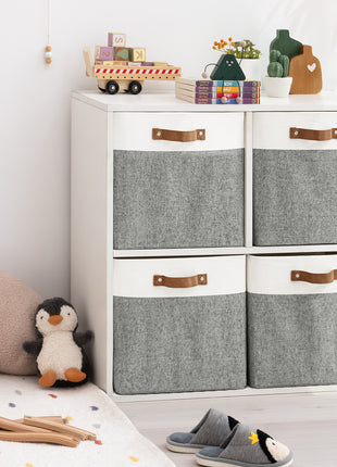13x13 Inches Storage Cube, Fabric Storage Bins with PU Handles
