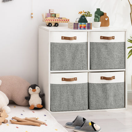 StorageWorks 13x13 Inches Storage Cube, Fabric Storage Bins with PU Handles