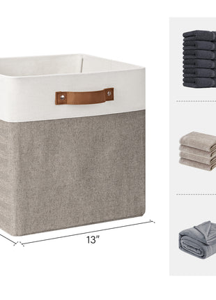 13x13 Inches Storage Cube, Fabric Storage Bins with PU Handles