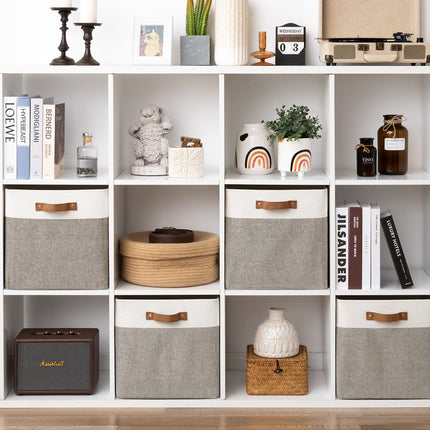 StorageWorks 13x13 Inches Storage Cube, Fabric Storage Bins with PU Handles