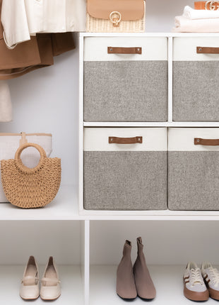 13x13 Inches Storage Cube, Fabric Storage Bins with PU Handles
