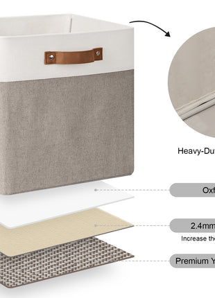 13x13 Inches Storage Cube, Fabric Storage Bins with PU Handles
