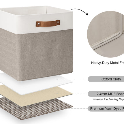 StorageWorks 13x13 Inches Storage Cube, Fabric Storage Bins with PU Handles