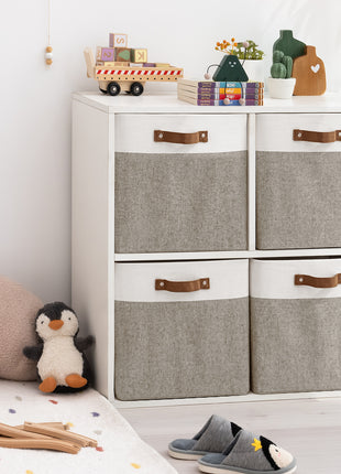 13x13 Inches Storage Cube, Fabric Storage Bins with PU Handles