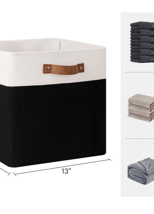 13x13 Inches Storage Cube, Fabric Storage Bins with PU Handles