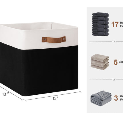 StorageWorks 13x13 Inches Storage Cube, Fabric Storage Bins with PU Handles