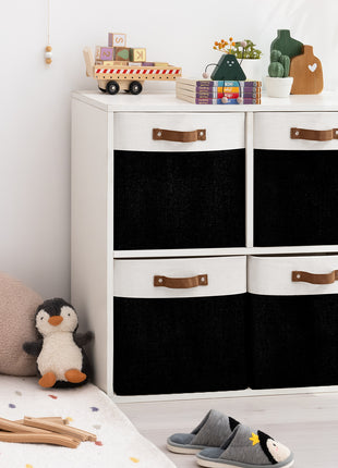 13x13 Inches Storage Cube, Fabric Storage Bins with PU Handles