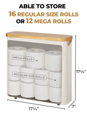 Toilet Paper Storage Basket, Papers Container with Bamboo Lid