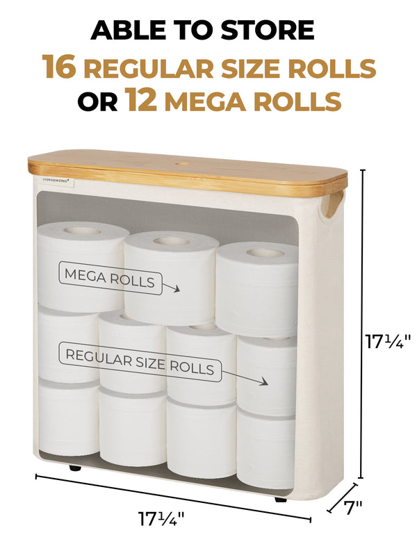 Toilet Paper Storage Basket, Papers Container with Bamboo Lid