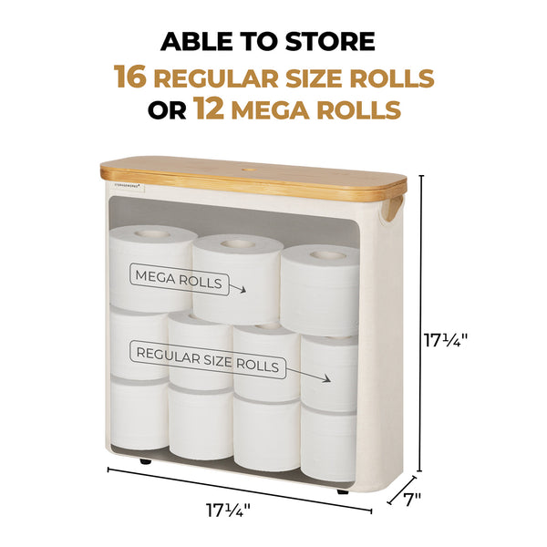 Toilet Paper Storage Basket, Papers Container with Bamboo Lid