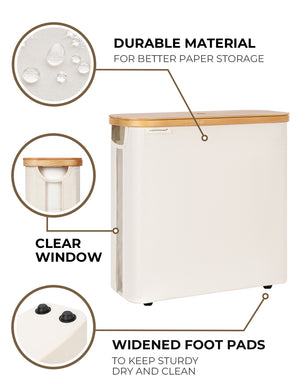 Toilet Paper Storage Basket, Papers Container with Bamboo Lid